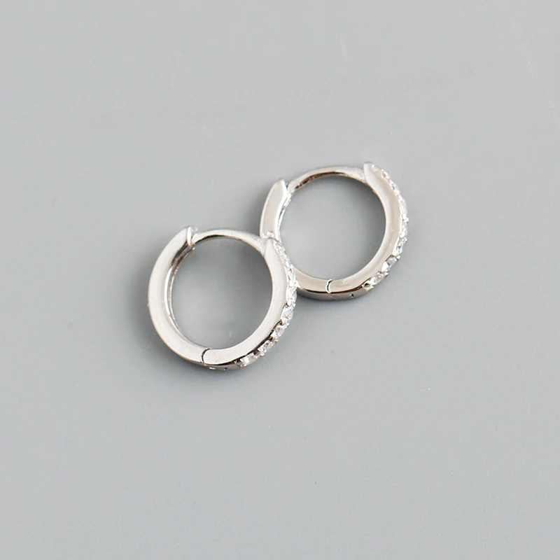 WANTME Silver Hoop Earrings for Women Luxury Charm Simple Huggies S925 Ear Buckle Party Wedding Piercing Jewelry Accessories
