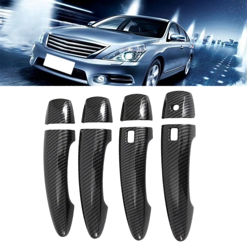 Углеродное волокно сторона Смарт дверные ручки крышки планки для Nissan Maxima