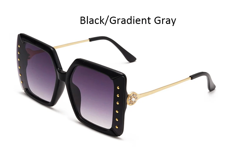 Black Gradient Gray Брендовые металлические Квадратные Солнцезащитные очки для женщин новые сексуальные высококачественные роскошные солнцезащитные очки негабаритные очки для женщин - Цвет линз: Black Gradient Gray