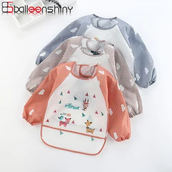 

Balleenshiny Cartoon Baby Bibs Waterproof Infant Eating Children Drawing Long Sleeve Apron Baby Self Feeding Bib Baby Cloth