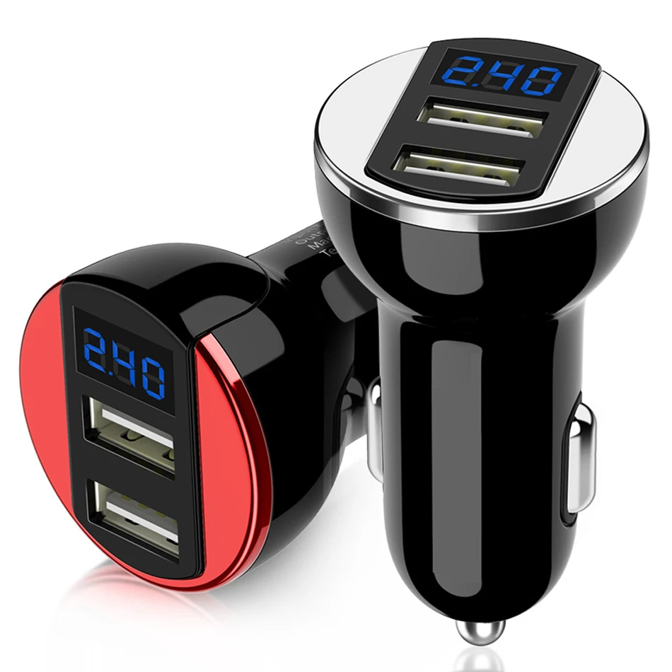 Двойной зарядное устройство USB с светодиодный дисплеем универсальный телефон автомобильное зарядное устройство для Xiaomi samsung S8 S9 S10 iPhone X 8 7 11 Plus планшет