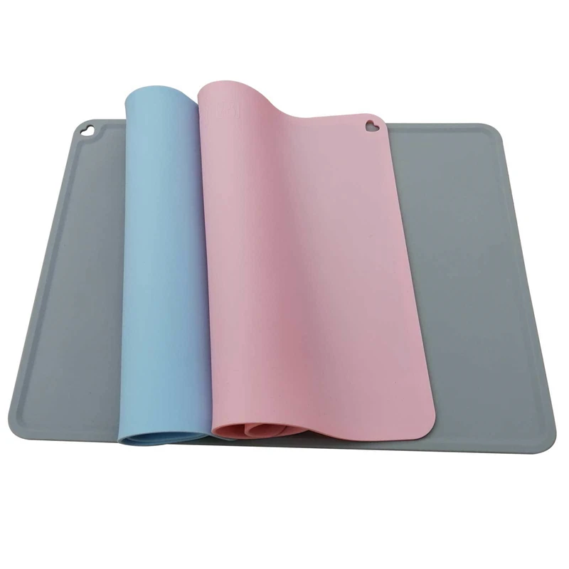 Pet-Mat Dog-Feeding-Mat Water-Pad Non-Slip Drinking Silicone Cat-Color for Easy Clean