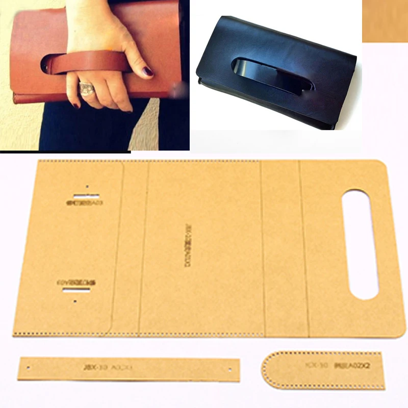 Leather Craft Template Sewing Template DIY leather craft handbag clutch 500gsm kraft paper pattern 22x12x2.5cm