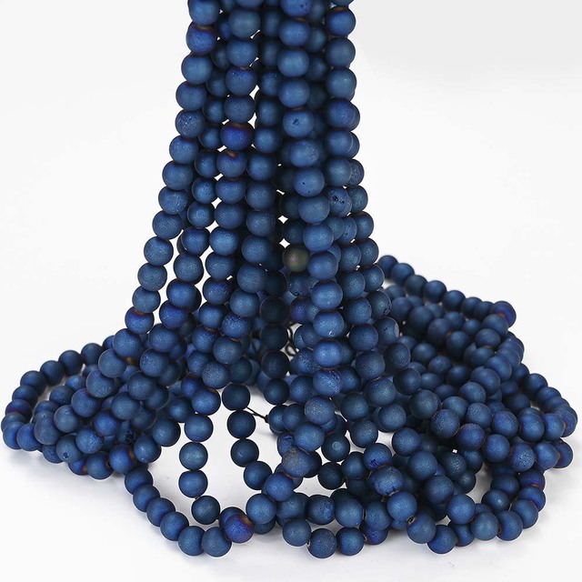 Clusters Crude Metallic Coated Agates Beads Round Loose Beads for Jewelry Making Bulk DIY Bracelet Charm 4/6/8/10/12 MM