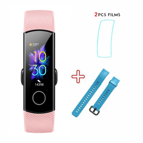 pink-sky blue-film Смарт-браслет huawei Honor Band 5 Oximeter с сенсорным экраном Magic color swim Detect Heart Rate Sleep Nap Honor Band5 - Цвет: pink-sky blue-film