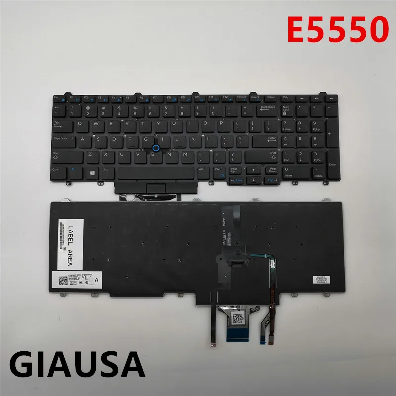 Б/у (95% Новинка) для ноутбука Dell Latitude E5550 E5570 серия US клавиатура черного цвета с