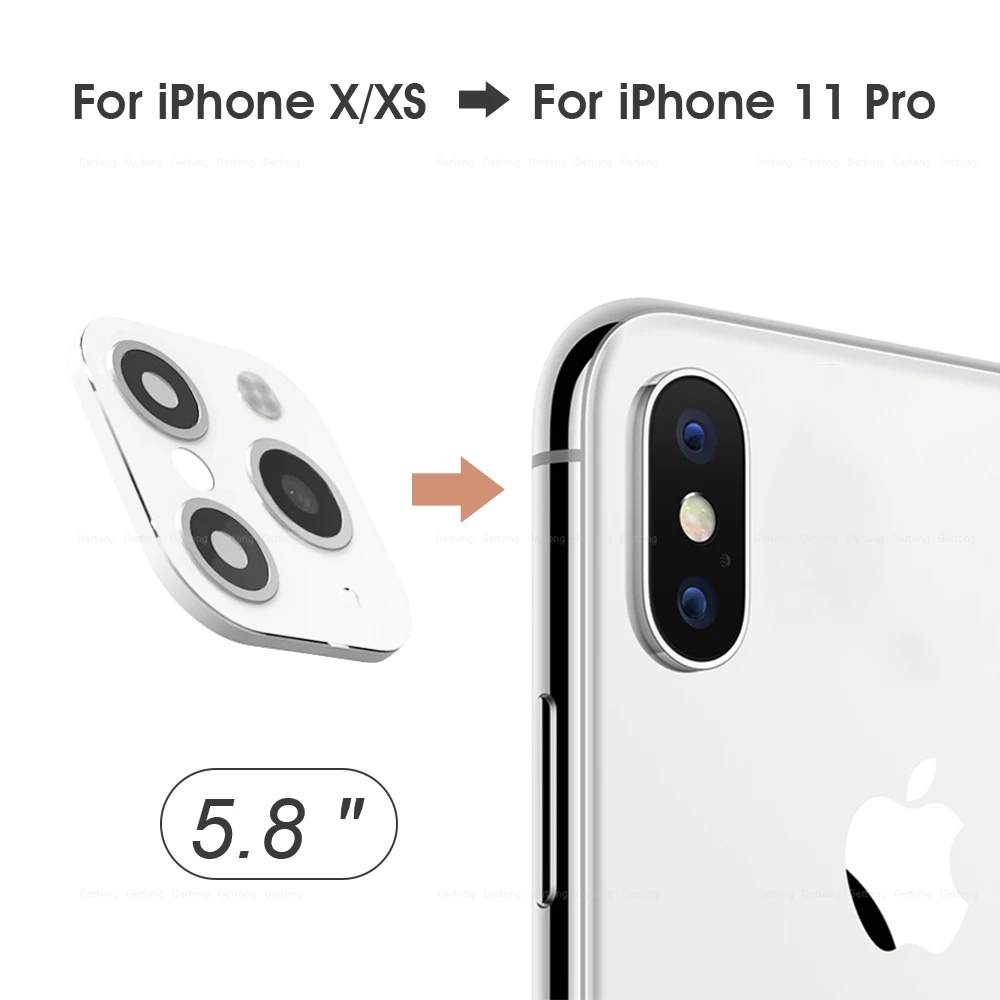 Для iPhone X XS MAX XR секундная Замена для Apple iPhone 11 Pro MAX наклейка на рассеиватель Модифицированная крышка камеры кольцо из алюминиевого сплава круг - Цвет: Silver For X XS