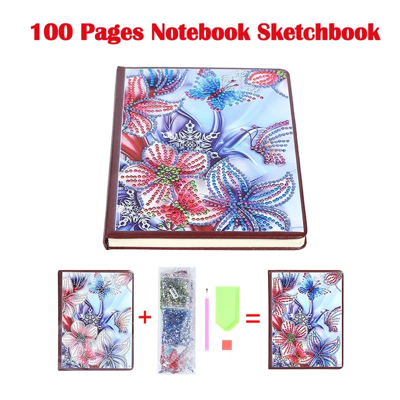 DIY алмаз особенной формы альбом для рисования Дневник Книга 100 страниц A5 блокнот вышивка Алмазная вышивка крестиком ремесло подарок Newst - Цвет: D
