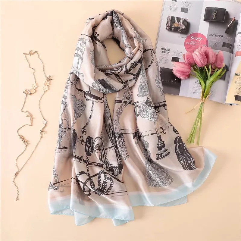 26 fashion women silk scarves female chiffon wrap ladies classic floral shawl Sunscreen Beach Scarf foulard pareo muffler bandanna - Цвет: 26