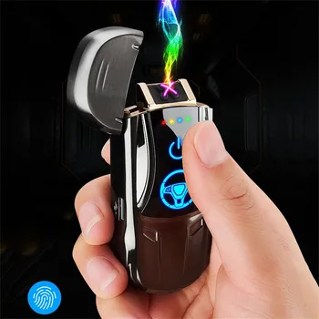 

Touch Sensing Lighter USB Metal Rechargeable Windproof Flameless Electric Lighters Dual Arc Electronic Plasma Cigar Lighter
