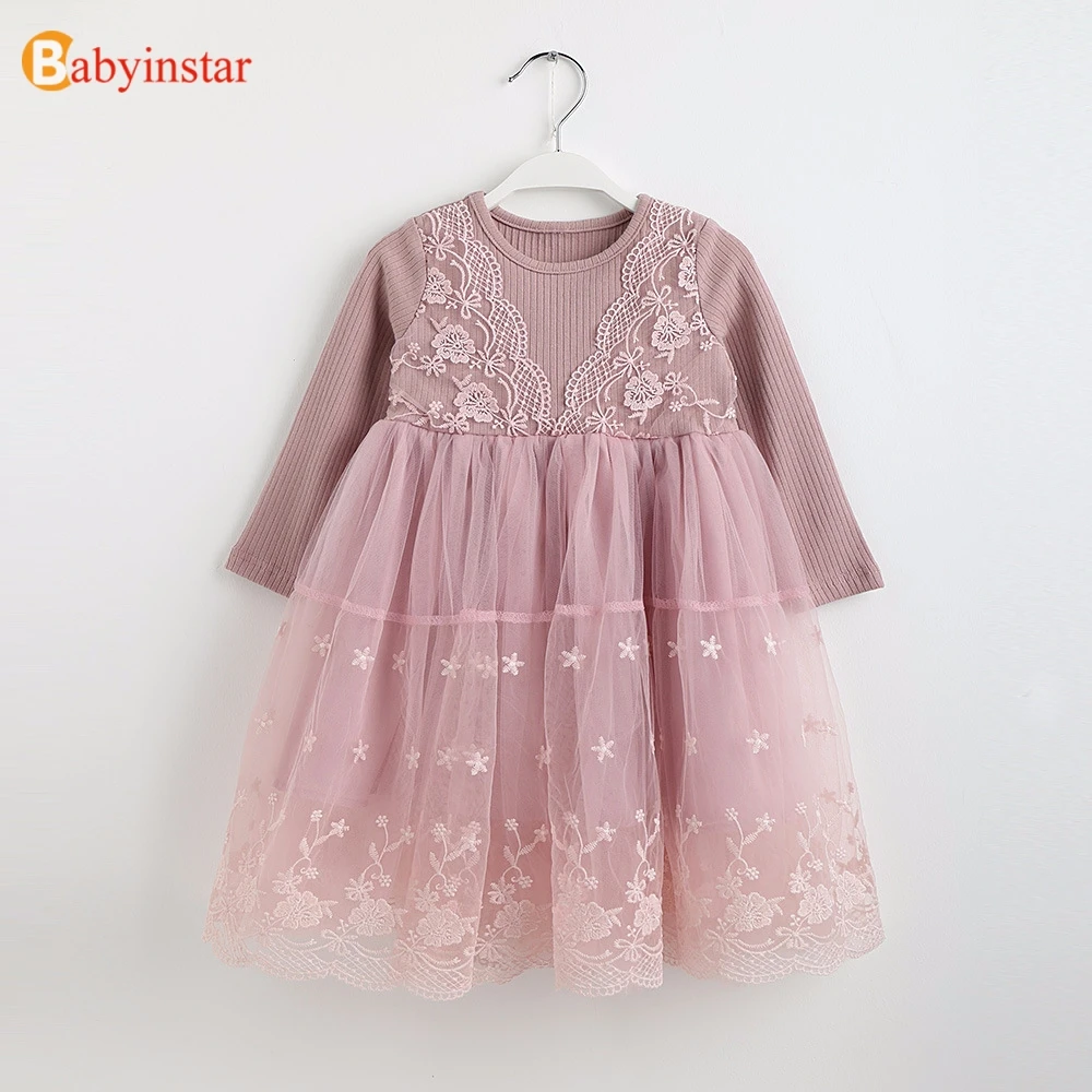 Платье для девочек Babyinstar кружевное платье с цветочным принтом 2019|Платья| |