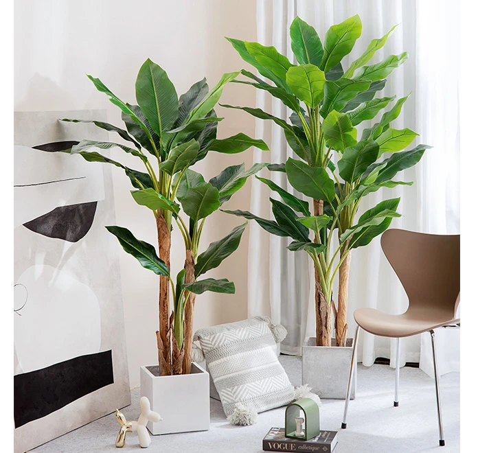 Plante verte artificielle en pot, décoration d'intérieur, grande plante  artificielle, feuille de bananier, fausse plante verte | AliExpress