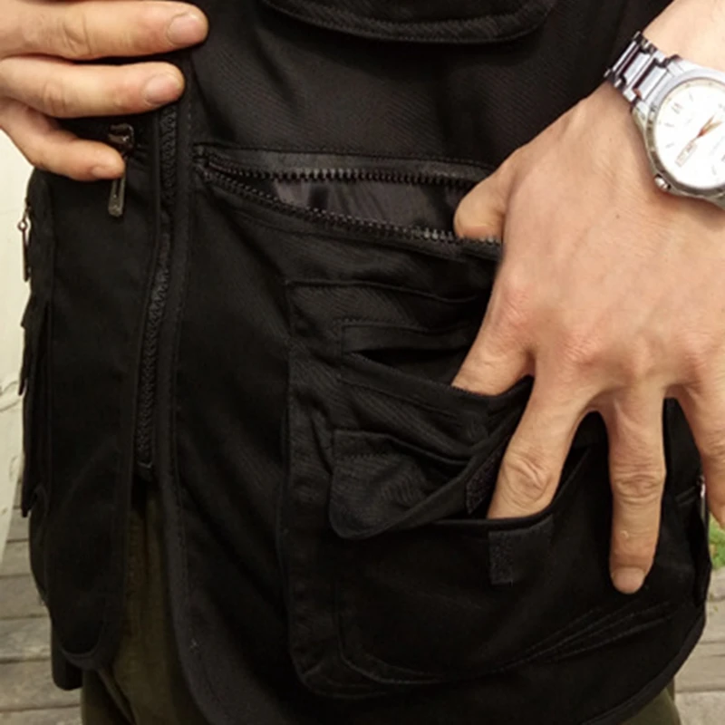 2 Pcs Men's Fishing Vest with Multi-Pocket Zip for Photography / Hunting / Travel Outdoor Sport Black, XXL& XL