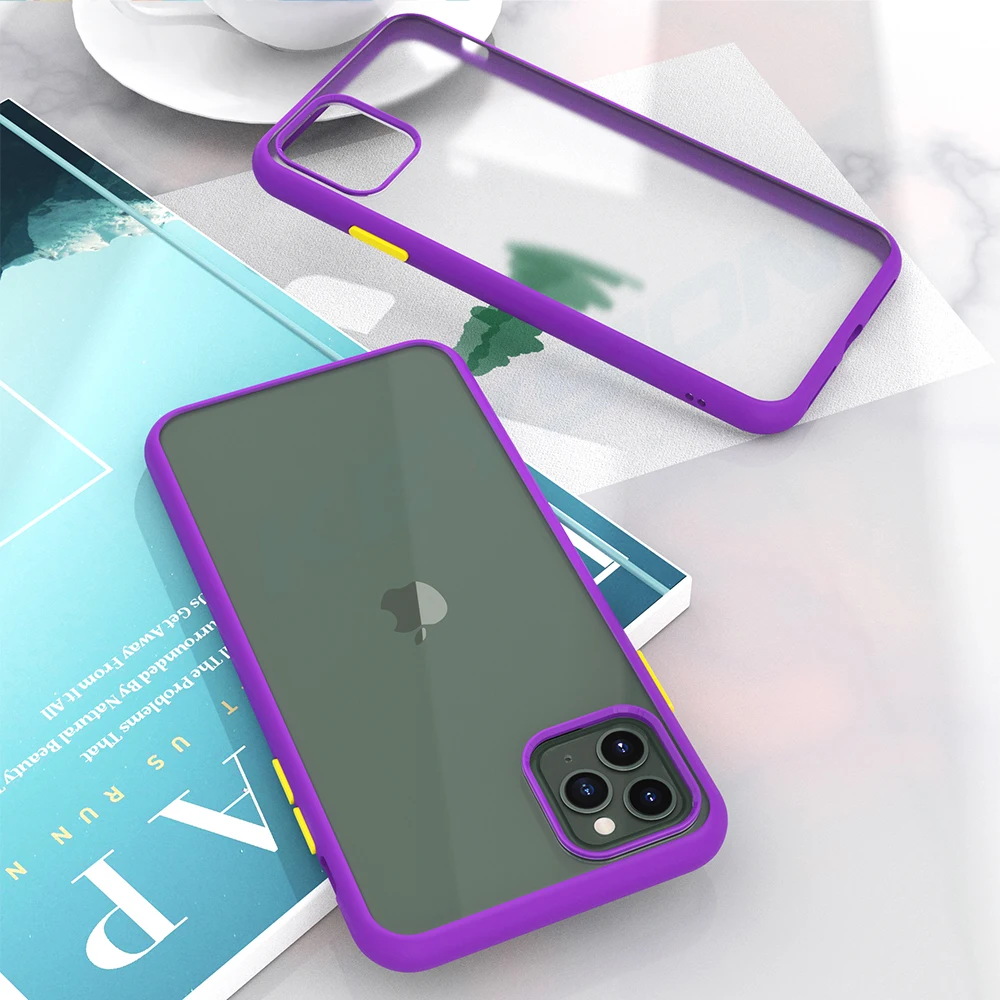 KEYSION, модный матовый чехол для iPhone 11 Pro 11 Pro Max, Противоударная прозрачная задняя крышка для телефона Apple iPhone 11 11 Pro Max - Цвет: Фиолетовый