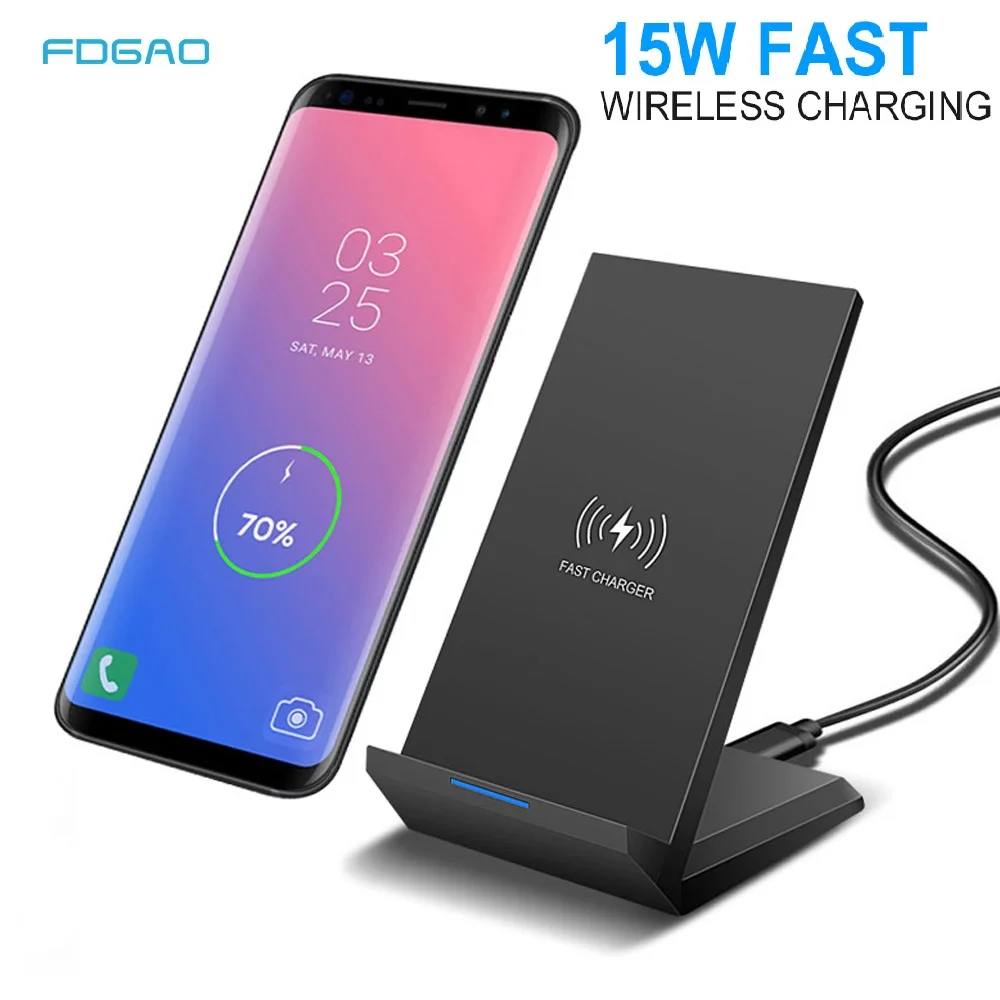 

FDGAO 15W Fast Wireless Charger Qi Wireless Charging Stand For LG V30 V40 iPhone 11 Pro XS Max XR X 8 AirPods 2 Samsung S9 S10