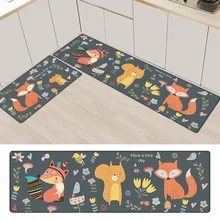 1pcs Cartoon Carpet Polyester Non-slip Mat Rectangle Animals Fox Bear Nordic Kitchen Home Livingroom Decorate 40*60cm Christmas