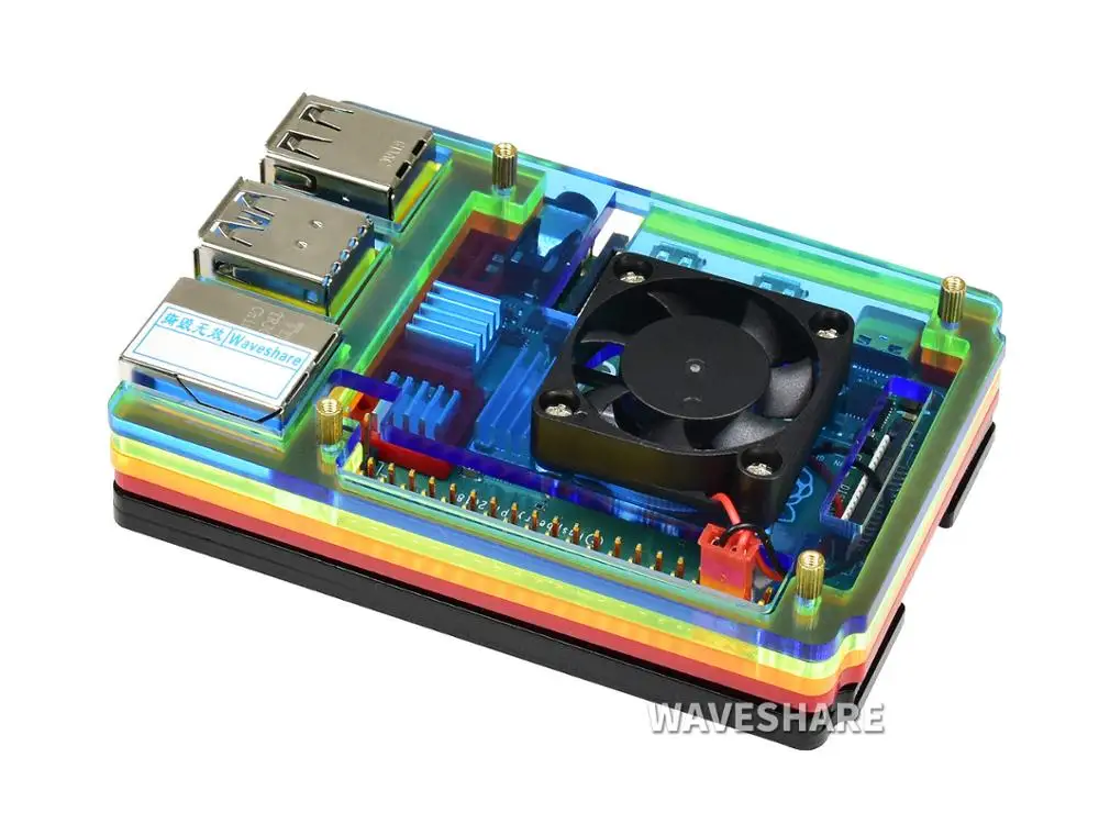 Чехол PI4 A Raspberry Pi 4 цветной Радужный акриловый чехол типа для с вентилятором