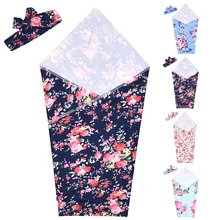 Новинка; комплект из 2 предметов для новорожденных; детские одеяла с принтом; пеленка для сна для новорожденных мальчиков и девочек; муслиновая накидка+ повязка на голову