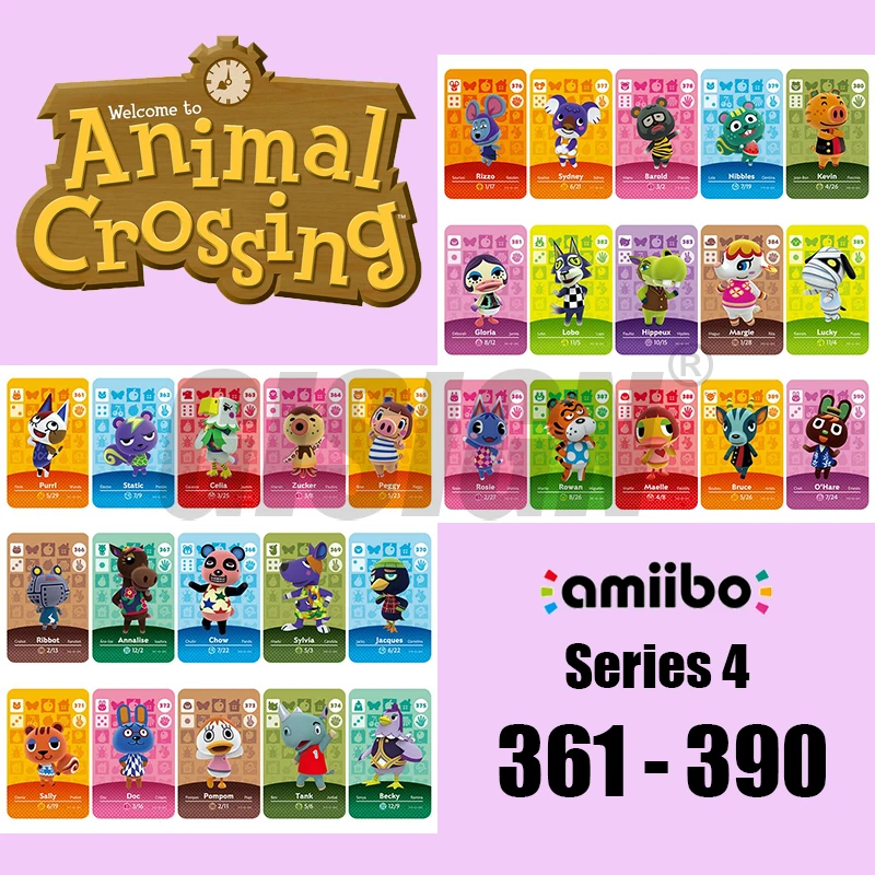 

New Horizons Amiibo Animal Crossing Card For NS Switch 3DS Game Marshal Card Set NFC Cards Series 4 (361-390) 385 Lucky