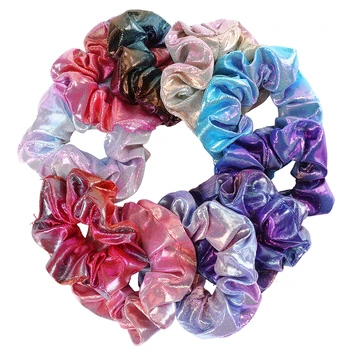 

Haimeikang Shiny Color Scrunchies Hair Ropes Fashion Women Hair Bands Hair Rubber Headdress Retro Spiral Hair Accessories