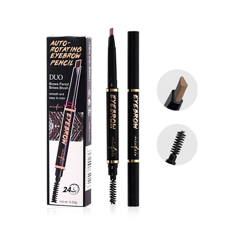 Cross-border automatic eyebrow pencil, waterproof and sweat-proof 3d Stereo Wild Double Eyebrow Pencil is durable and not easy t