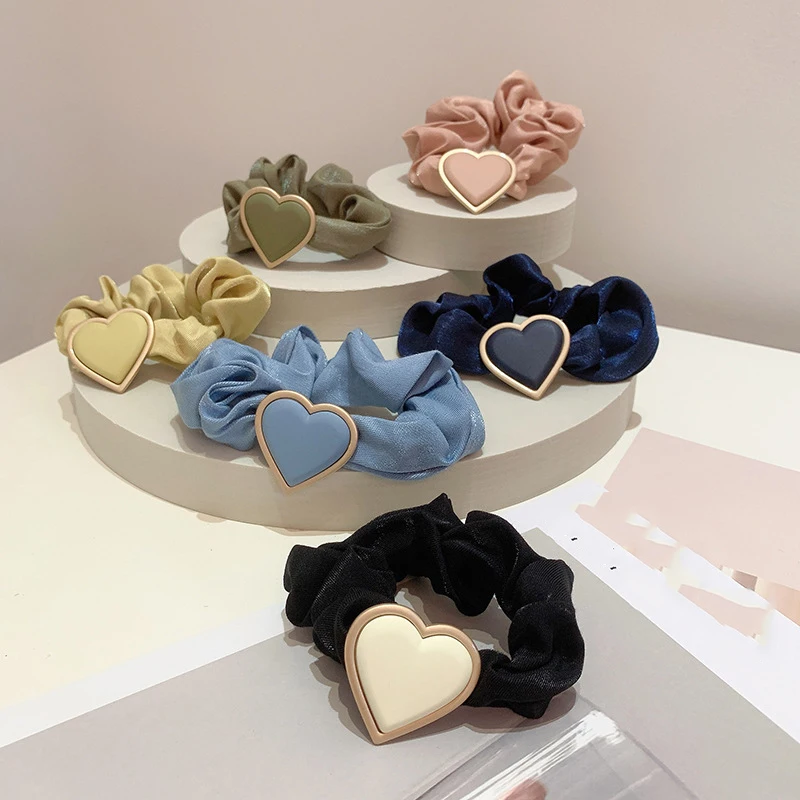 

Korean Love Heart Elastic Hair Bands Accessories Fashion Hair Band Polyester Headband Ponytail Hair Tie Scrunchies Women Girls