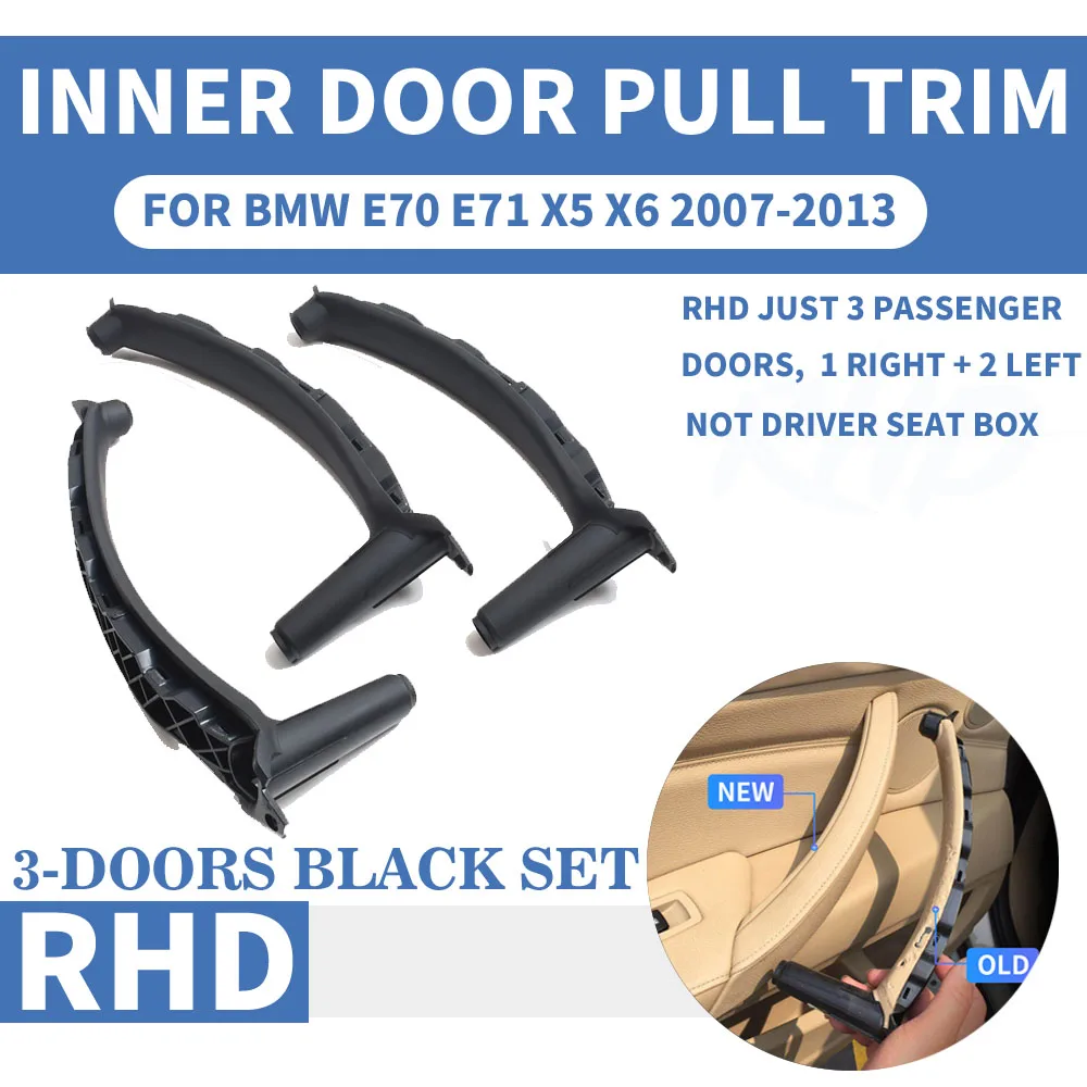 RHD Right Hand Black Car Front Rear Left / Right Interior Inner Door