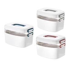 Boîte à médicaments Portable multifonctionnelle en plastique, boîte de rangement Portable à Double compartiment