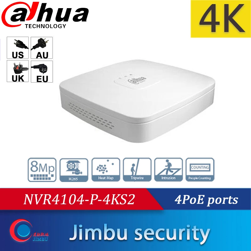 Сетевой видеорегистратор Dahua poe nvr 4CH видео Регистраторы NVR4104 P 4KS2 4 канала Smart 1U 4PoE 4K