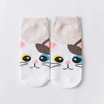 

5 Pairs/lot Women Socks Summer new cotton cute cartoon socks cute animal cat head invisible socks female non-slip silicone socks