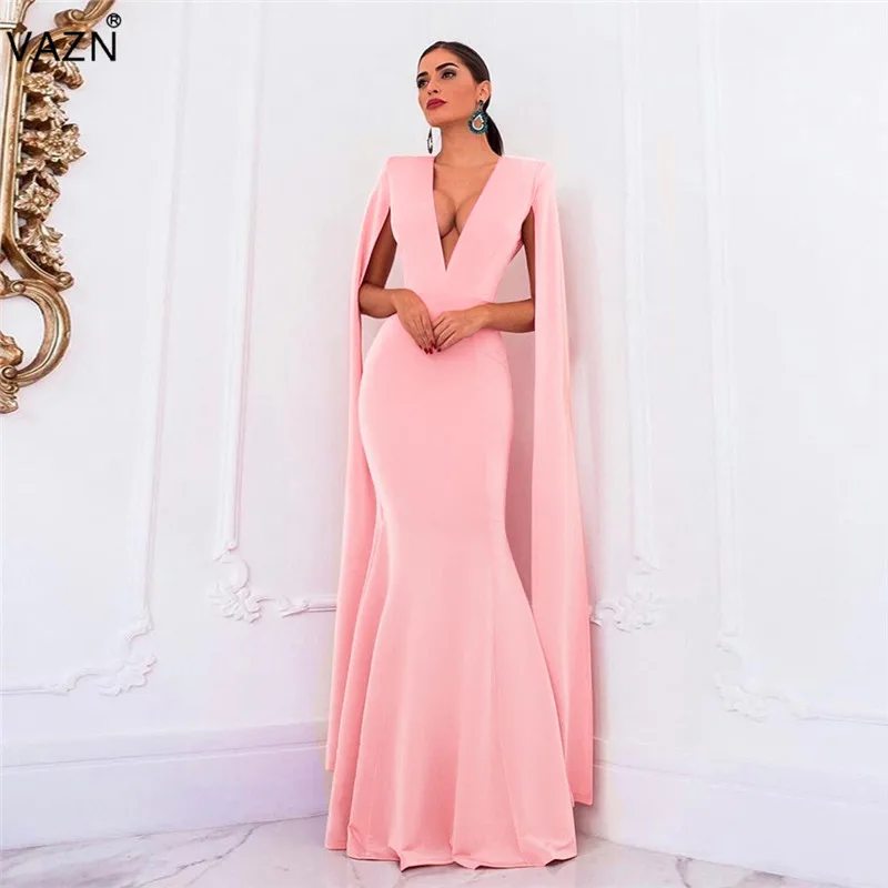 

VAZN SN4743 New Fashion 3color 2019 Summer Women Elegant Dress Full Sleeve Colorful Dress Sexy Club Long Dress