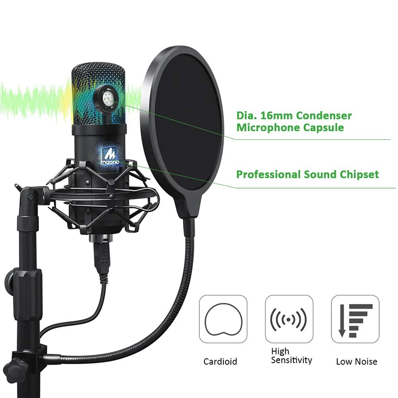  USB Microphone Kit 192KHZ/24BIT MAONO AU-A04T PC Condenser Podcast Streaming Mic Plug&Play microfon