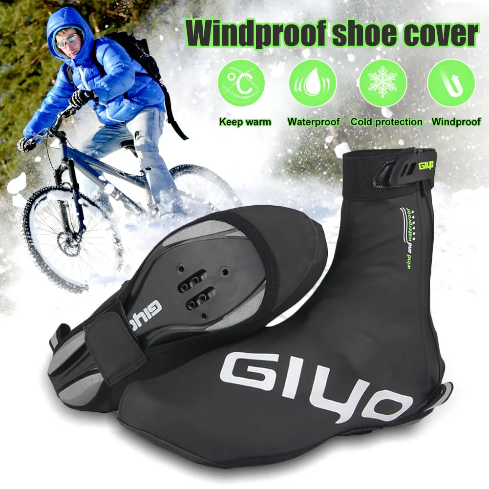

Waterproof Cycling Overshoes Bicycle Shoes Covers Bike Reflective Windproof MTB Road Winter Fleece Warm Bike Zipper Protector