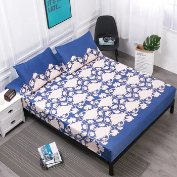 

220x200x30cm Printing Bed Mattress Cover Waterproof Mattress Protector Pad Fitted Sheet Separated Water Bed Linens with Elastic