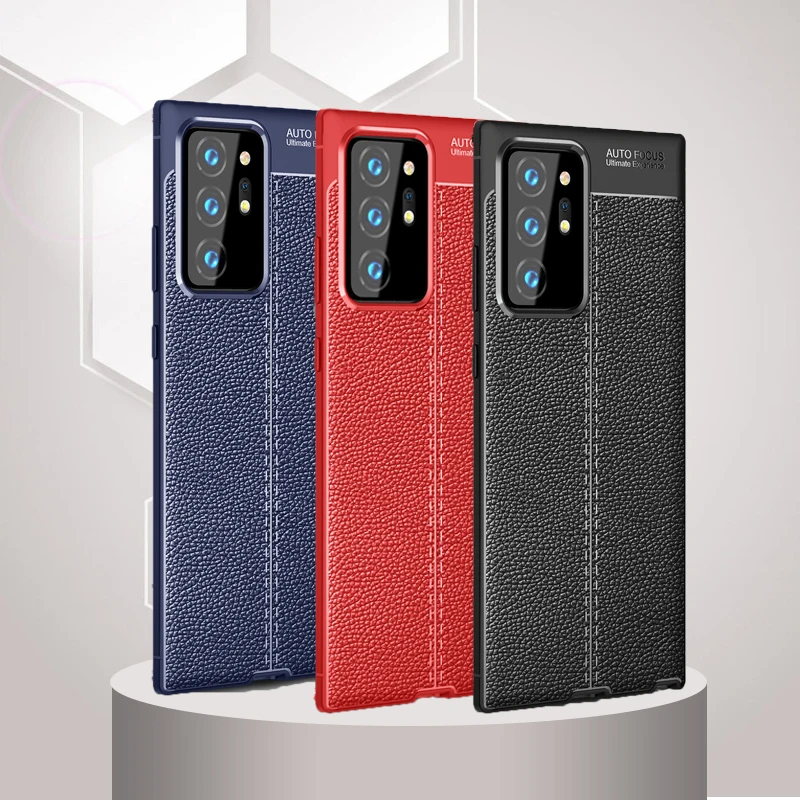 For Samsung Galaxy Note 20 Ultra Case Silicon Leather Texture Armor