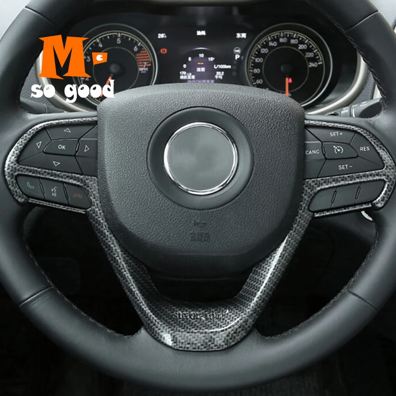 2014 2015 2016 2017 2018 для Jeep Cherokee KL автомобиля Abs углеродного волокна руль кнопка рамка