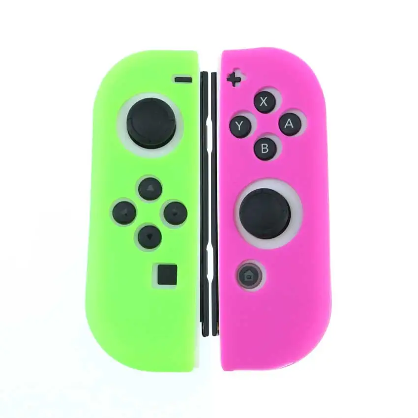 1 комплект, зеленый, розовый, желтый цвет, Splatoo n, силиконовый чехол для пульта дистанционного управления, защитный резиновый чехол для NX NS Joy-con - Цвет: G-L