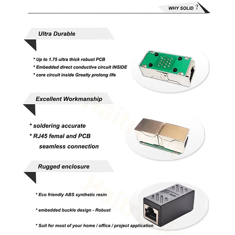 2 шт RJ45 LAN разъем встроенный Cat7/Cat6/Cat5e Ethernet кабель удлинитель адаптер