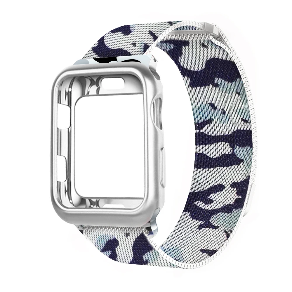 navy Миланский ремешок+ чехол для 38 мм 42 мм apple iwatch series 3 2 1 ремешок 40 мм 44 мм для apple watch 4 pulseira аксессуары для браслетов - Цвет ремешка: navy