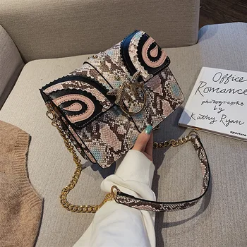 

Women Pu Leather Shoulder Bags Snake Print Girls Brief Flap Women's Casual Messenger Bags Crossbody Bags