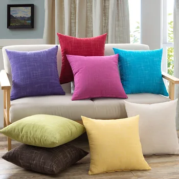 

High Quality Cushion Cover Solid Color Cotton Linen for Living Room Sofa Car Office Waist Throw Pillowcase Cover Home Decorative