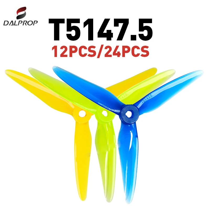 

24 pcs / 12 pair DALPROP SpitFire T5147.5 5147 3-Blade propeller Props CW CCW Brushless motor POPO Propeller for FPV Racing