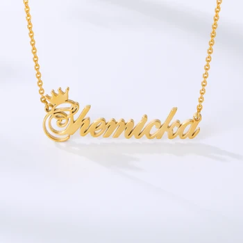 

1 Set Crown Name Necklace Bracelet Anklet Jewelry Stainless Steel Chain Custom Any Letter Nameplate Pendant Friendship Gifts