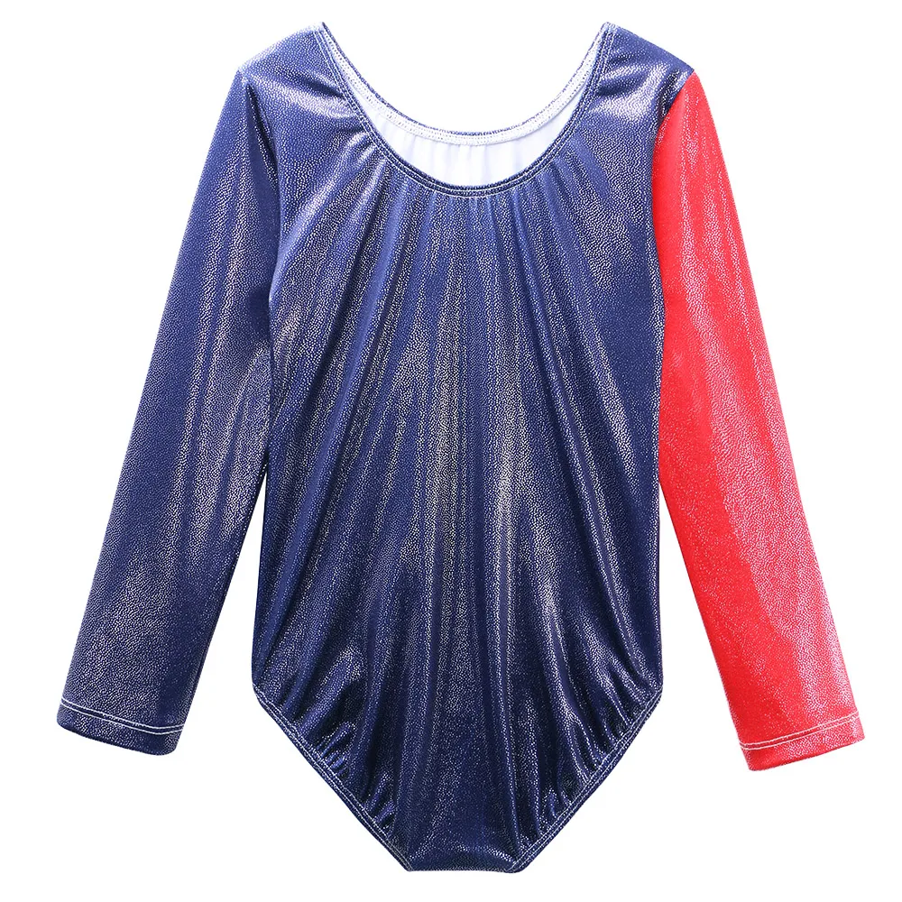 BAOHULU Long Sleeve Girls Gymnastics Leotard Sparkle Children Ballet Leotard Dance Costume for 3-12 Years Kids Dance Wear