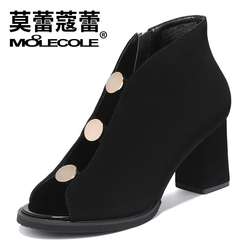 

Moolecole 2019 Spring And Summer New Style Open-toed Shoes High Chunky Heel Sandals Sweet Breathable Casual WOMEN'S Shoes 8109