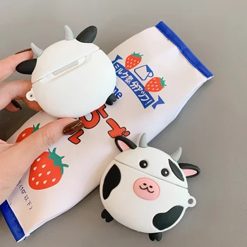 

Cute 3D Cow Silicone Protective Cover for Apple Airpods Charging Case VH99