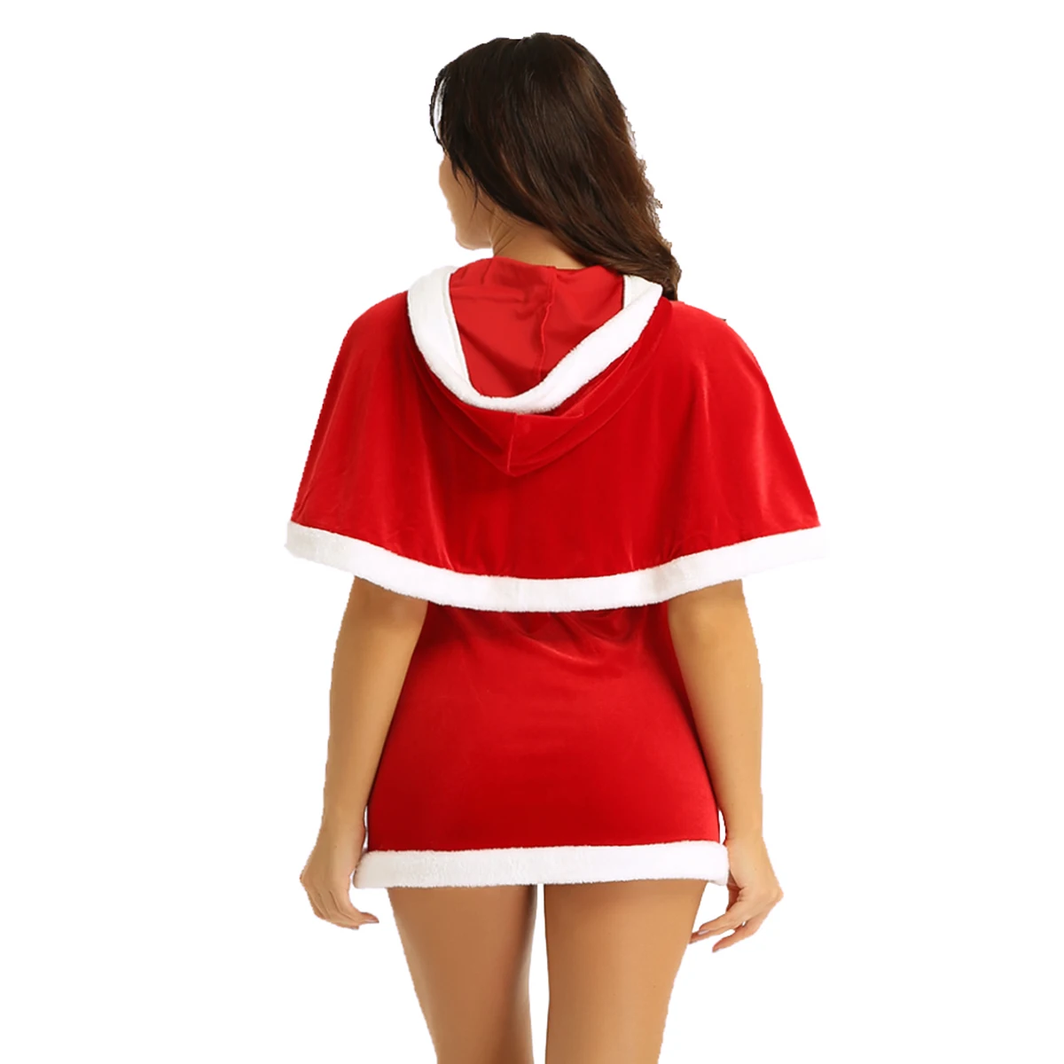 Для женщин женские Рождество; нарядное платье; костюм фотографии Mrs Claus с рождественским принтом в виде Санты, одеваются пайетками лиф платье с капюшоном накидка, пояс