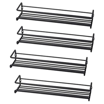 

Set of 4 Wall-Mount Spice Rack Organizers - Metal Hanging Racks for Cabinet Door Or Pantry Door- Over Stove, Kitchen Cupboard Or
