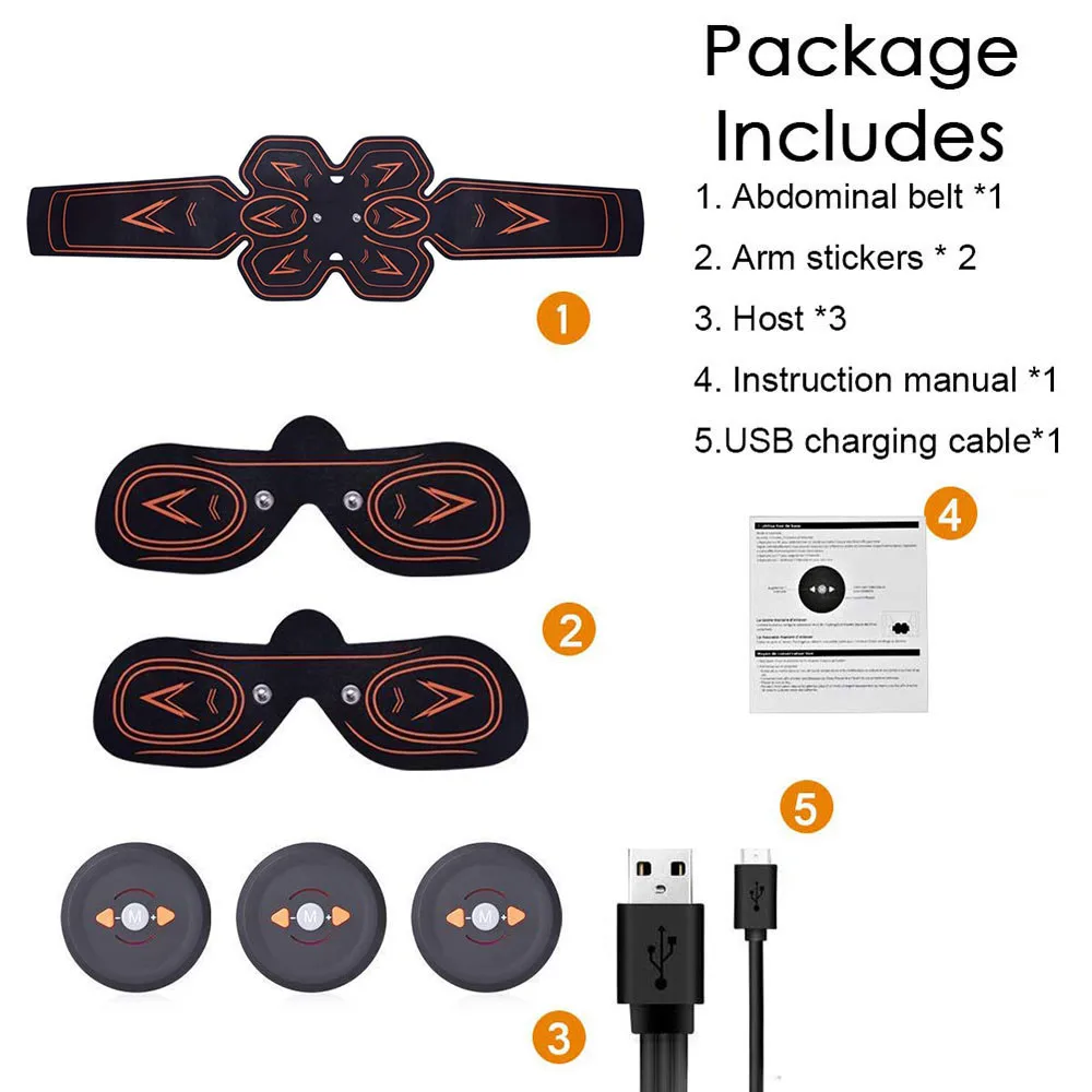 USB заряжаемый электростимулятор ABS стимулятор EMS брюшной стимулятор мышц пояс для похудения бандаж Вибрация фитнес-массажер