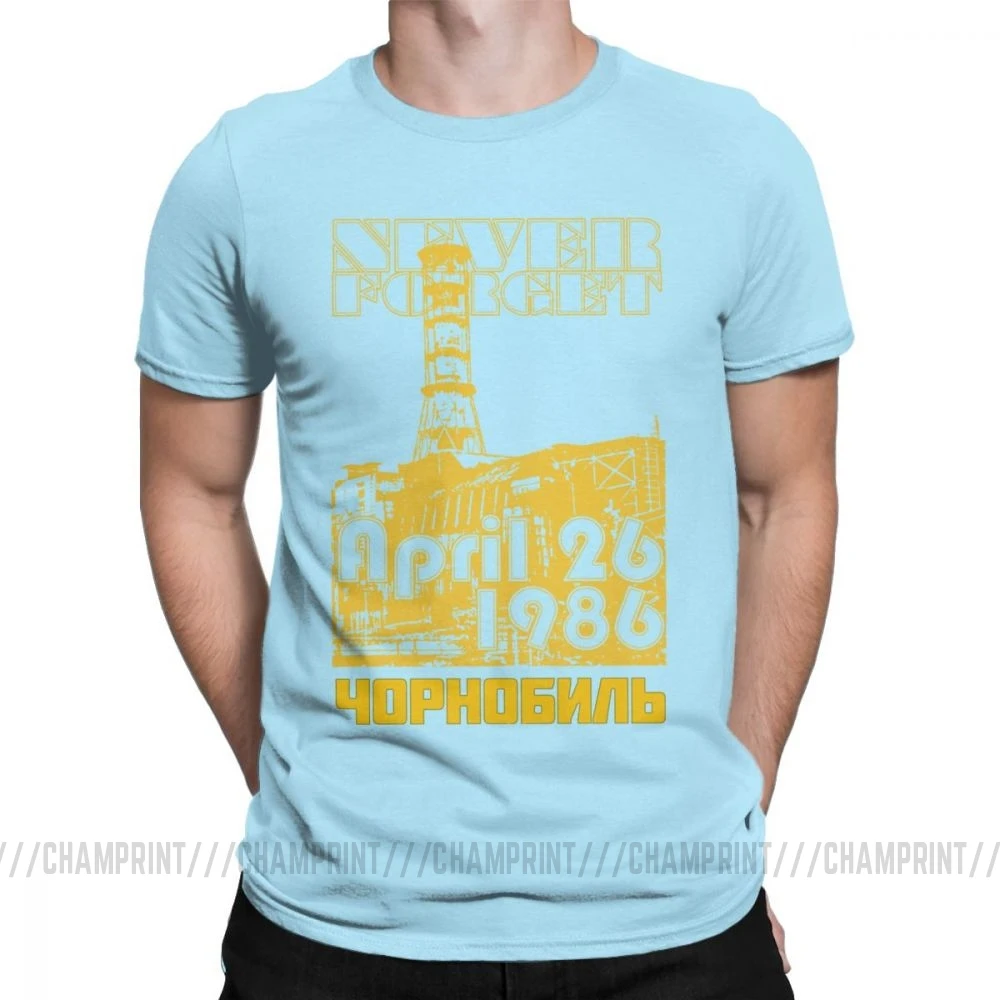 Мужские футболки, Чернобыль, 30-летие, атомная беда, футболка, Украинская радиация, футболка, новинка, одежда из чистого хлопка - Цвет: Небесно-голубой